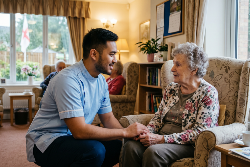 Nurse talking to a lady